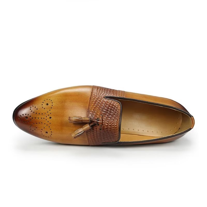 Pánske Mokasíny Croc Pattern Luxury Slip On Loafers - Hnedá