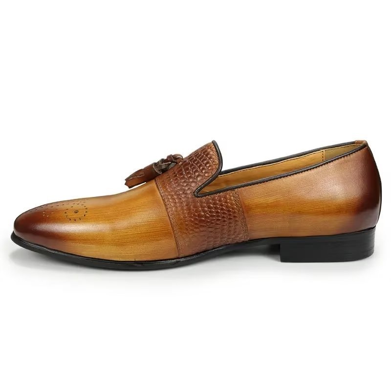 Pánske Mokasíny Croc Pattern Luxury Slip On Loafers - Hnedá