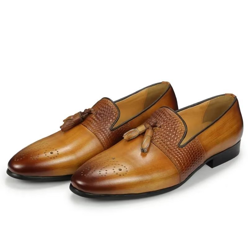 Pánske Mokasíny Croc Pattern Luxury Slip On Loafers - Hnedá