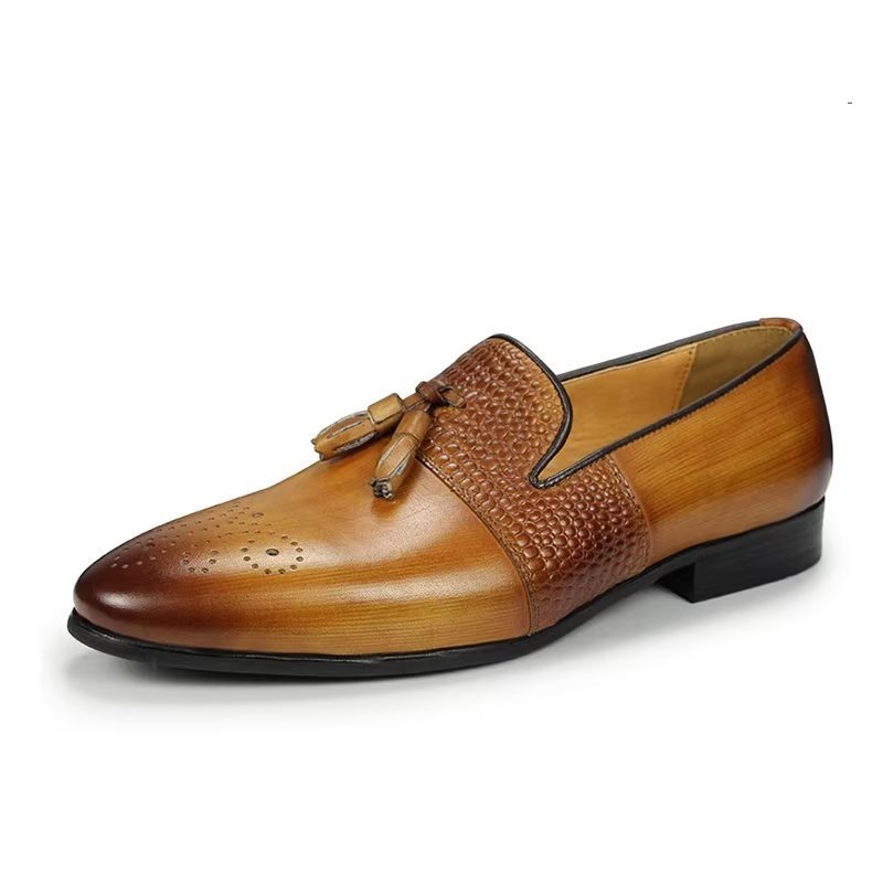 Pánske Mokasíny Croc Pattern Luxury Slip On Loafers - Hnedá