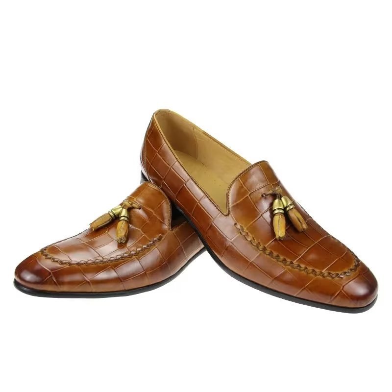 Pánske Mokasíny Croc Pattern Modish Slip On Loafers - Hnedá