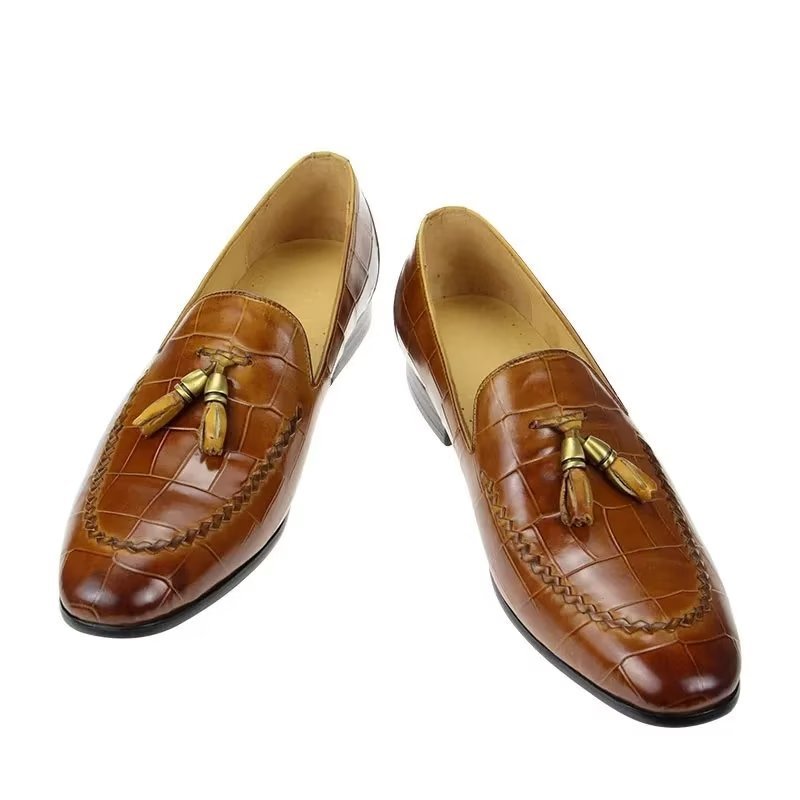 Pánske Mokasíny Croc Pattern Modish Slip On Loafers - Hnedá