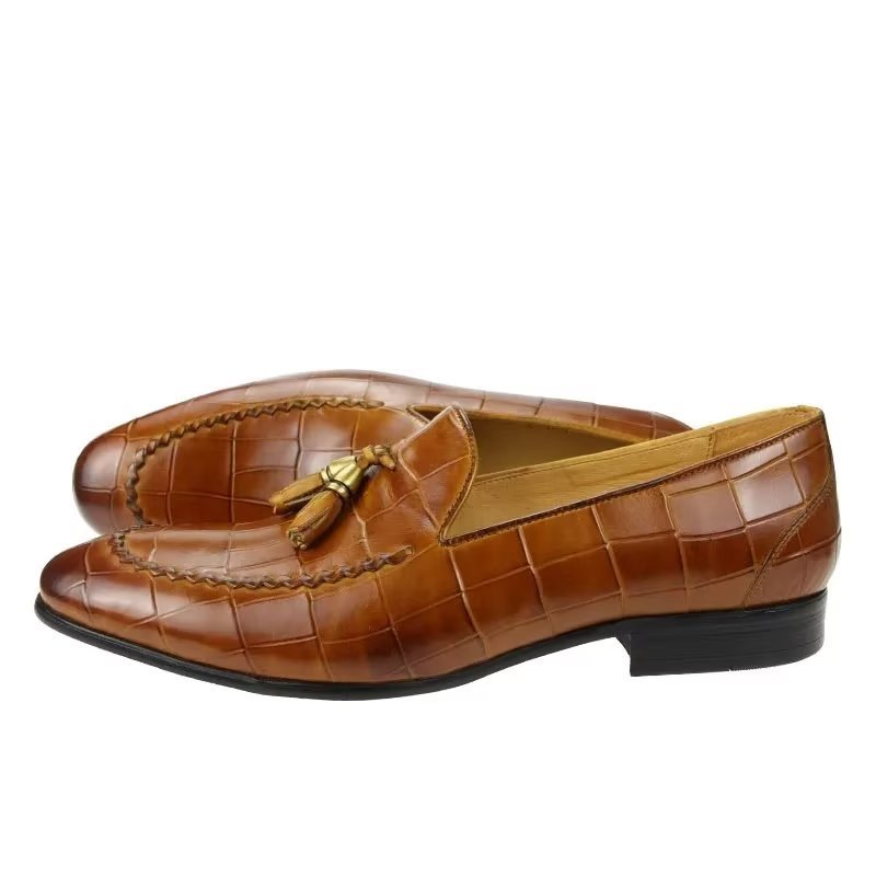 Pánske Mokasíny Croc Pattern Modish Slip On Loafers - Hnedá