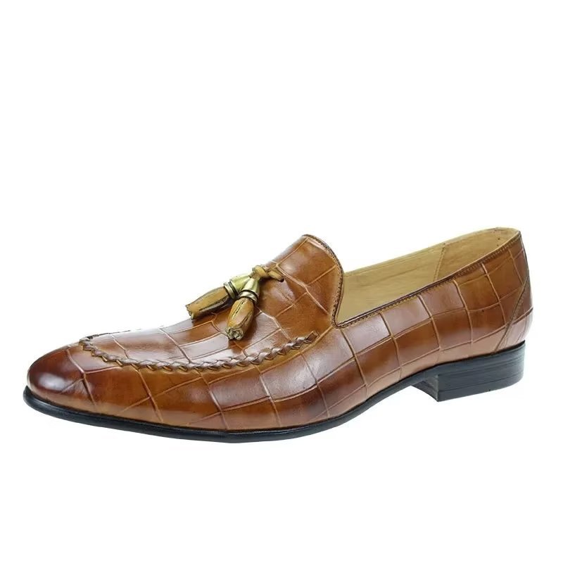 Pánske Mokasíny Croc Pattern Modish Slip On Loafers - Hnedá