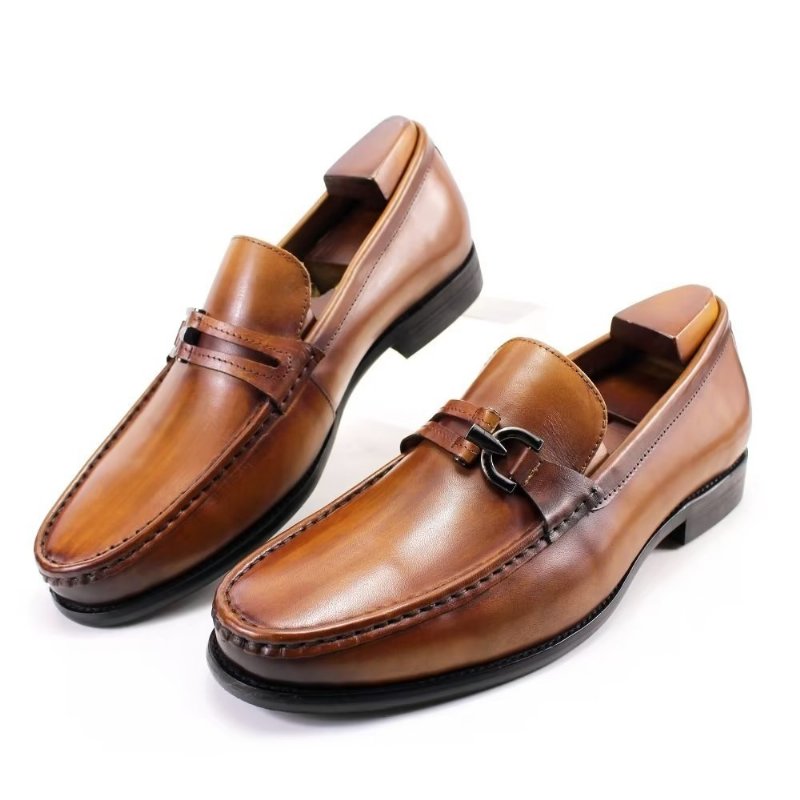 Pánske Mokasíny Elegantné Kožené Slip-on Topánky Brogue - Hnedá