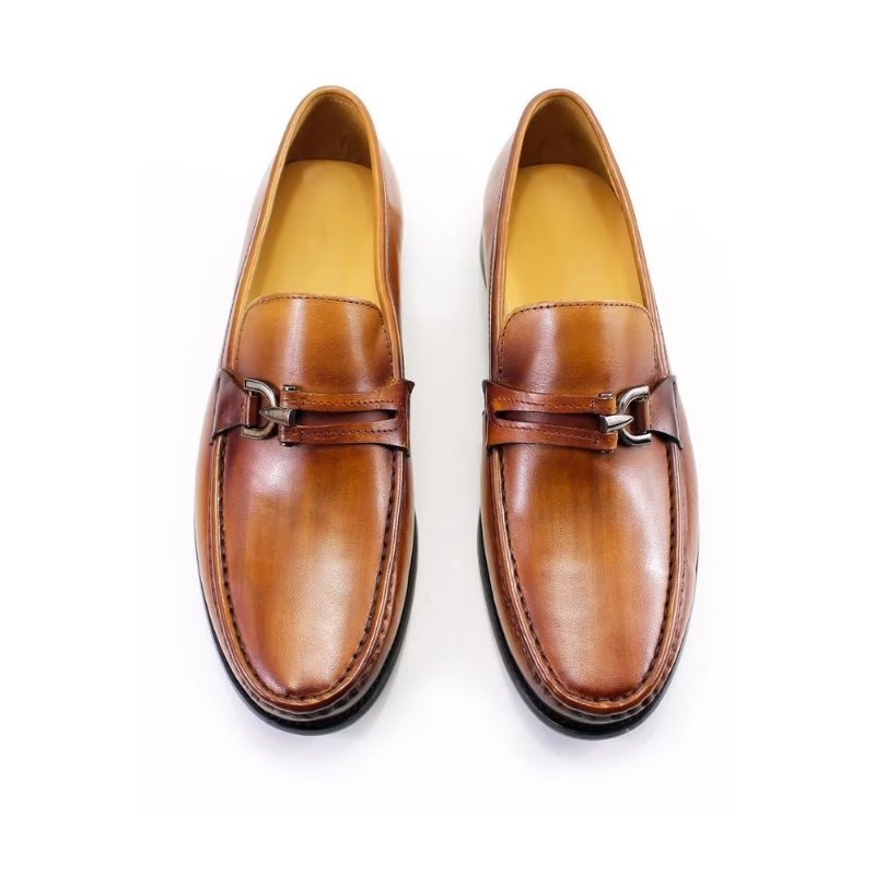 Pánske Mokasíny Elegantné Kožené Slip-on Topánky Brogue - Hnedá