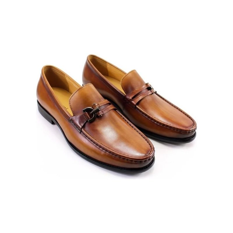 Pánske Mokasíny Elegantné Kožené Slip-on Topánky Brogue - Hnedá