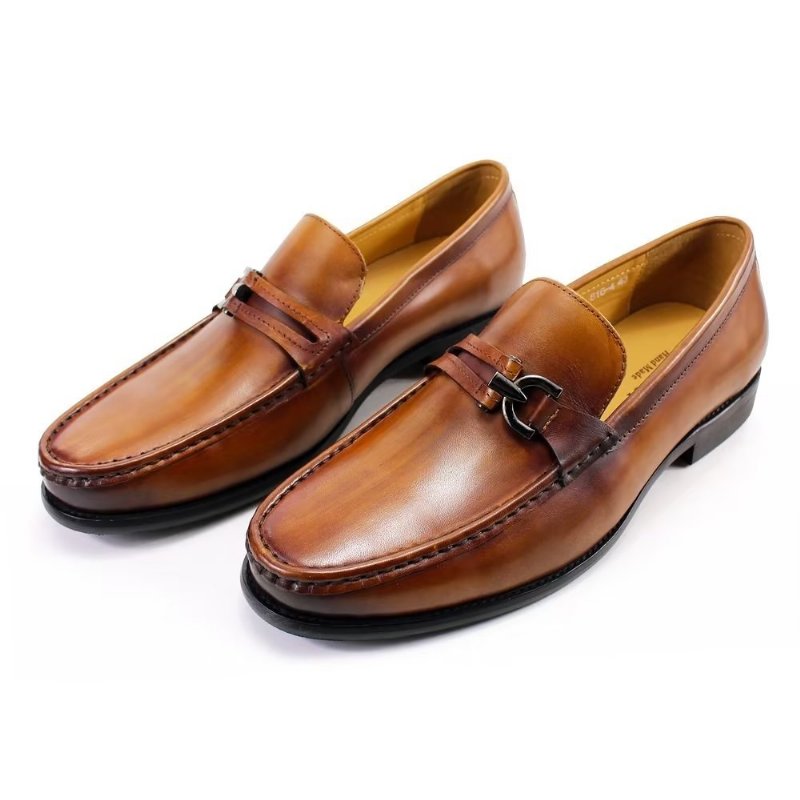 Pánske Mokasíny Elegantné Kožené Slip-on Topánky Brogue - Hnedá