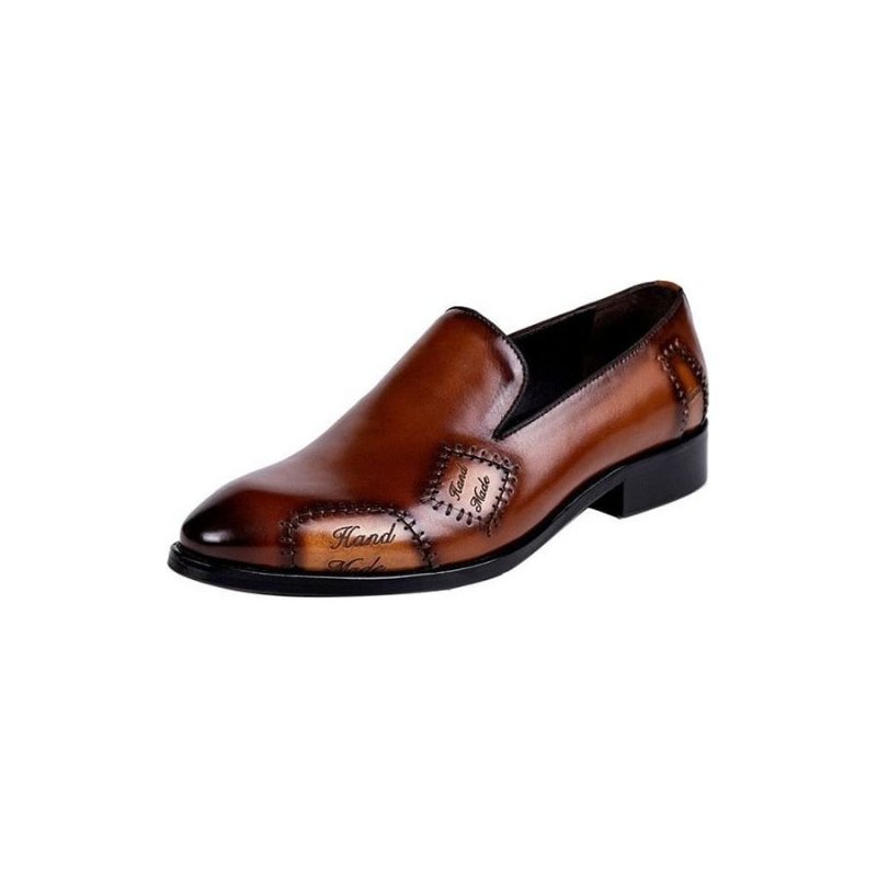 Pánske Mokasíny Exotic Boss Leather Slip-on Brogue - Káva