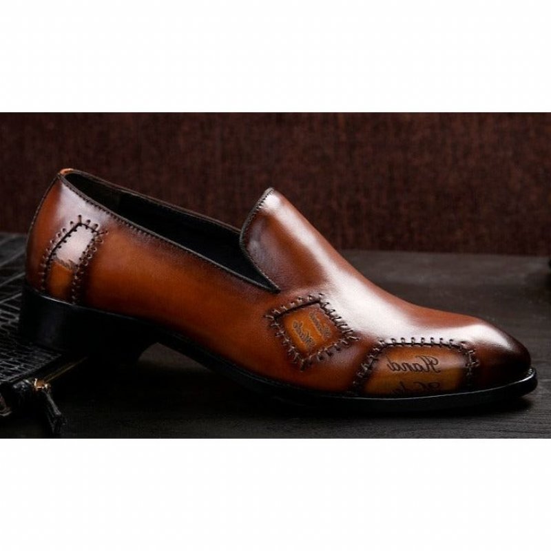 Pánske Mokasíny Exotic Boss Leather Slip-on Brogue - Káva