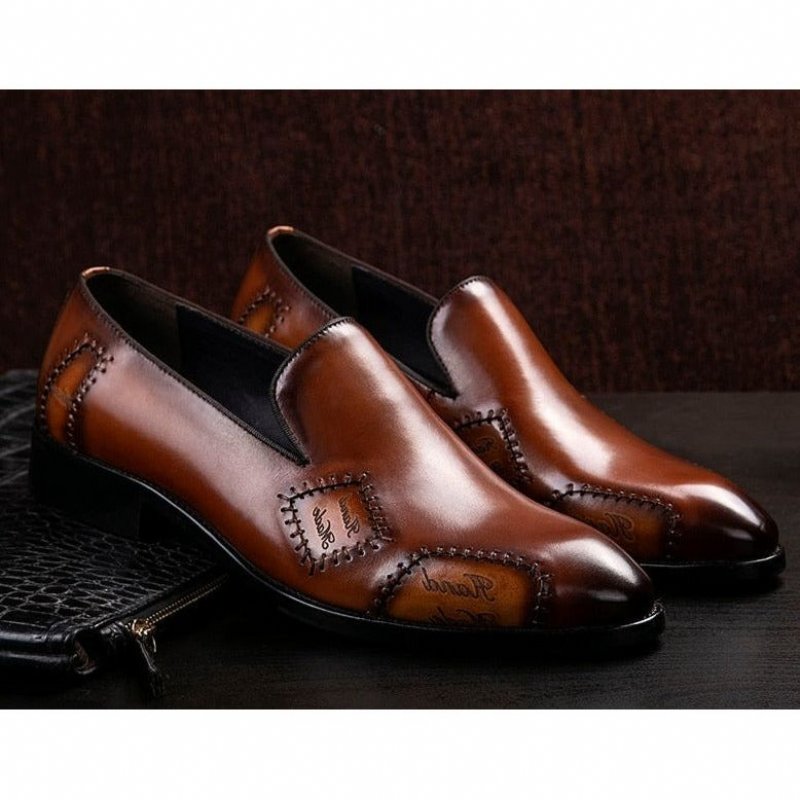 Pánske Mokasíny Exotic Boss Leather Slip-on Brogue - Káva