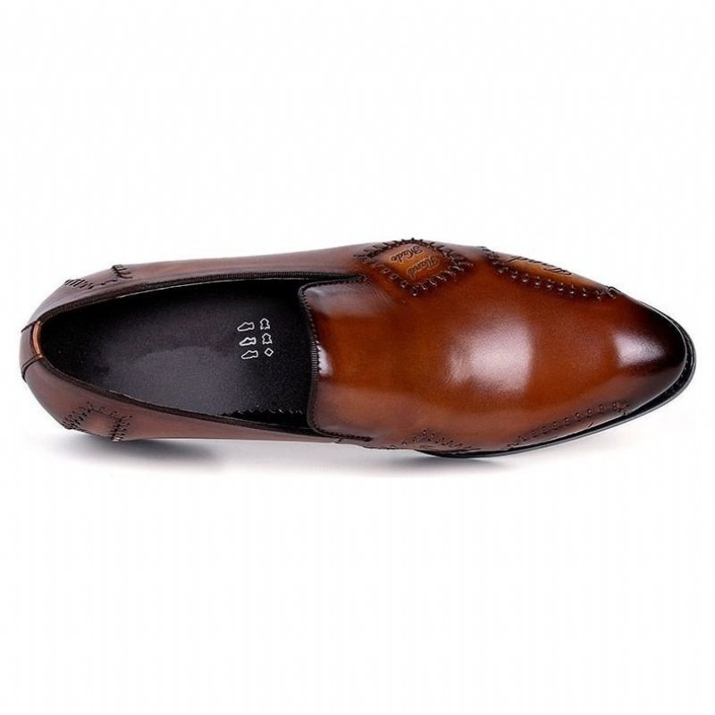 Pánske Mokasíny Exotic Boss Leather Slip-on Brogue - Káva