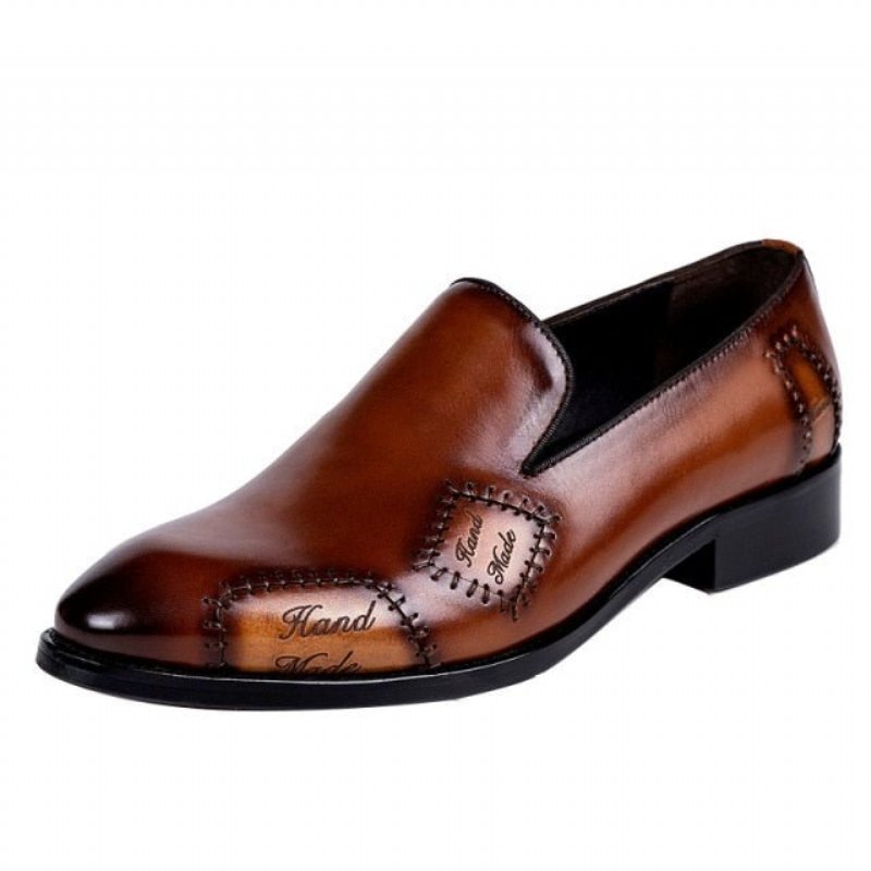 Pánske Mokasíny Exotic Boss Leather Slip-on Brogue - Káva