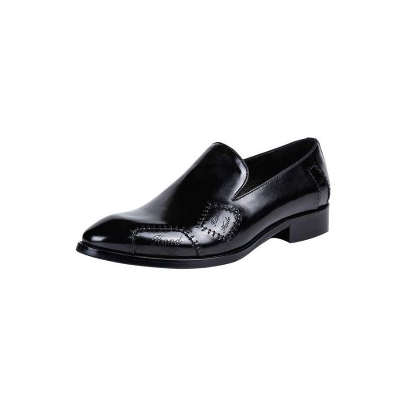 Pánske Mokasíny Exotic Boss Leather Slip-on Brogue - Čierna