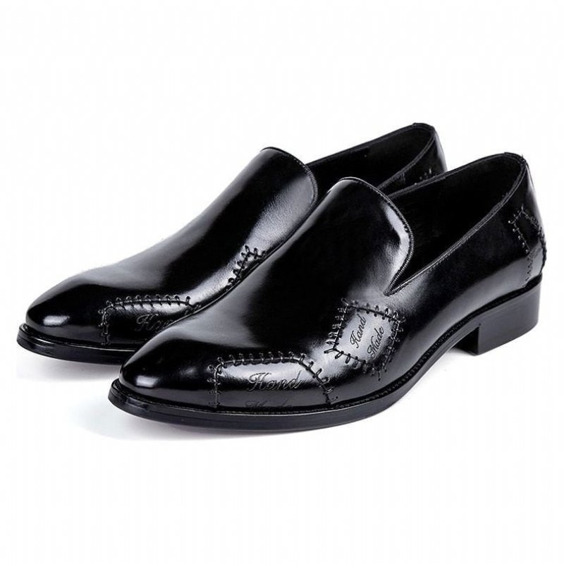 Pánske Mokasíny Exotic Boss Leather Slip-on Brogue - Čierna