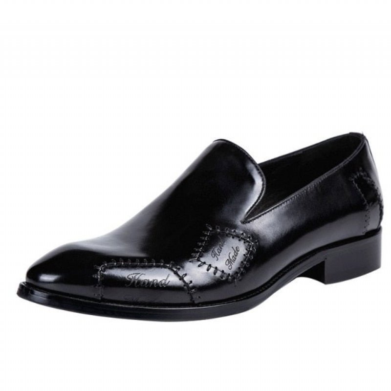 Pánske Mokasíny Exotic Boss Leather Slip-on Brogue - Čierna