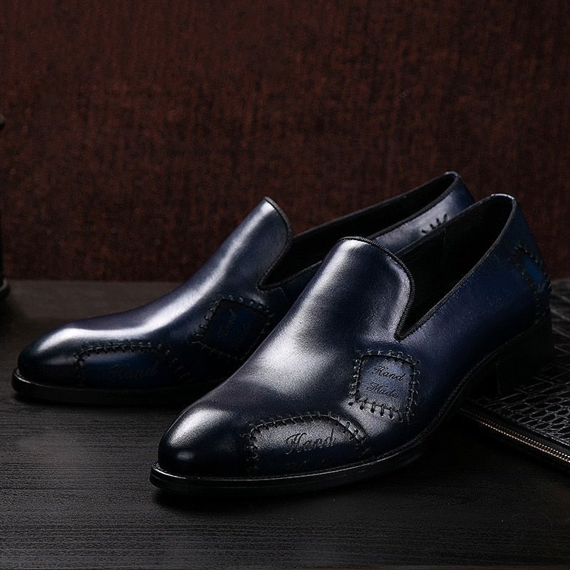 Pánske Mokasíny Exotic Boss Leather Slip-on Brogue - Modrá