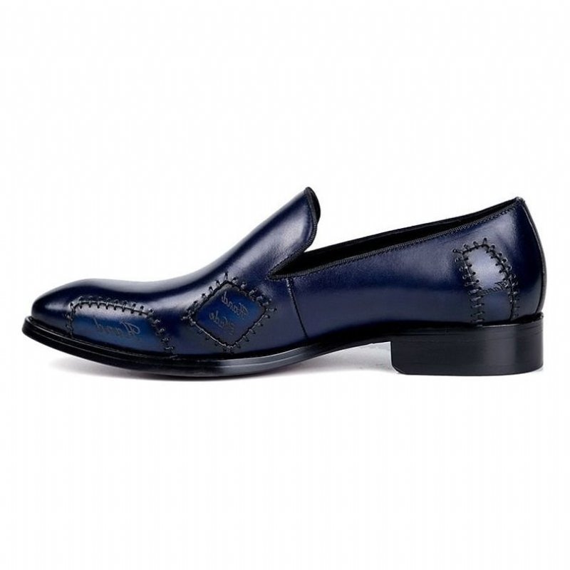 Pánske Mokasíny Exotic Boss Leather Slip-on Brogue - Modrá