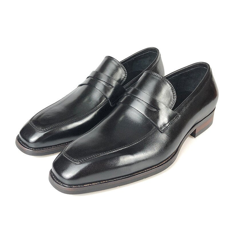 Pánske Mokasíny Exotic Leather Pointed Toe Business Brogue Topánky - Čierna