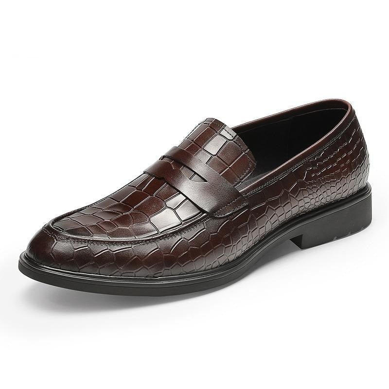 Pánske Mokasíny Exotic Leather Slip-on Brogue - Červená