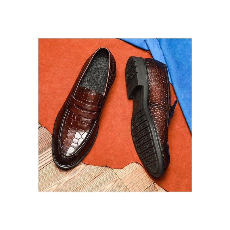 Pánske Mokasíny Exotic Leather Slip-on Brogue - Červená