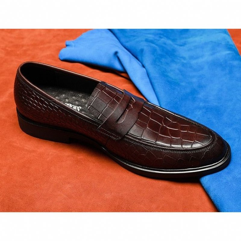 Pánske Mokasíny Exotic Leather Slip-on Brogue - Červená