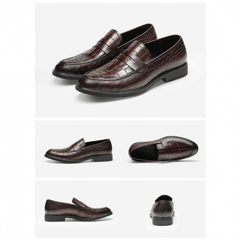 Pánske Mokasíny Exotic Leather Slip-on Brogue - Červená