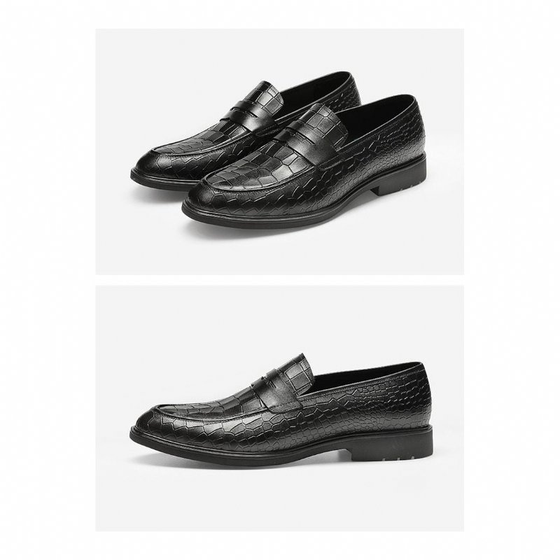 Pánske Mokasíny Exotic Leather Slip-on Brogue - Čierna