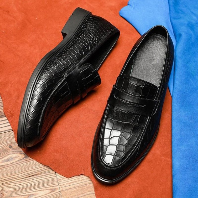 Pánske Mokasíny Exotic Leather Slip-on Brogue - Čierna