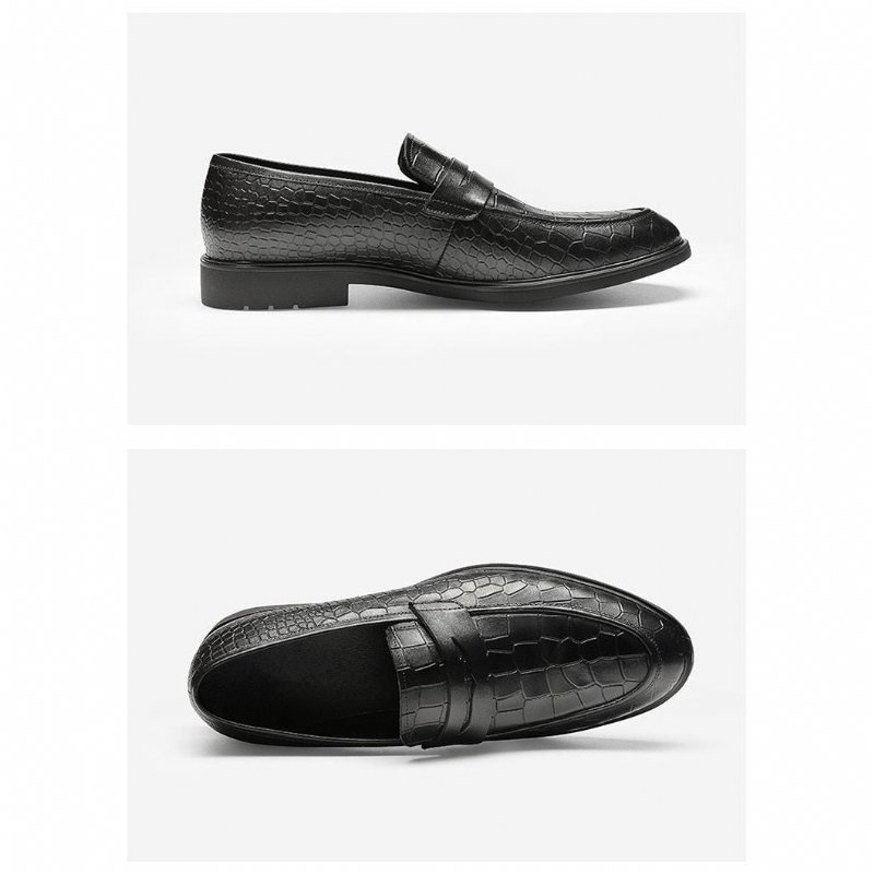 Pánske Mokasíny Exotic Leather Slip-on Brogue - Čierna