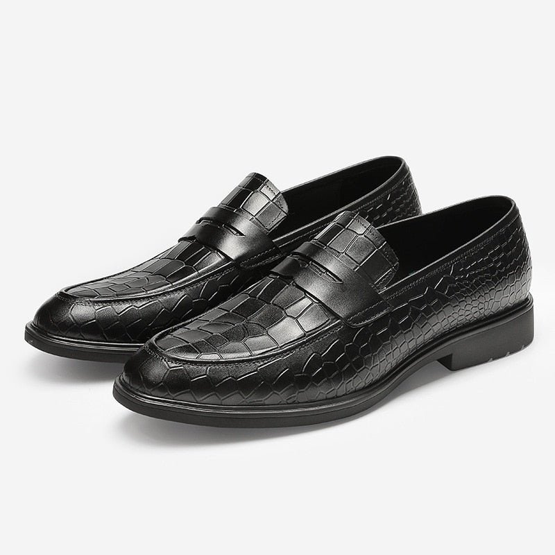 Pánske Mokasíny Exotic Leather Slip-on Brogue - Čierna