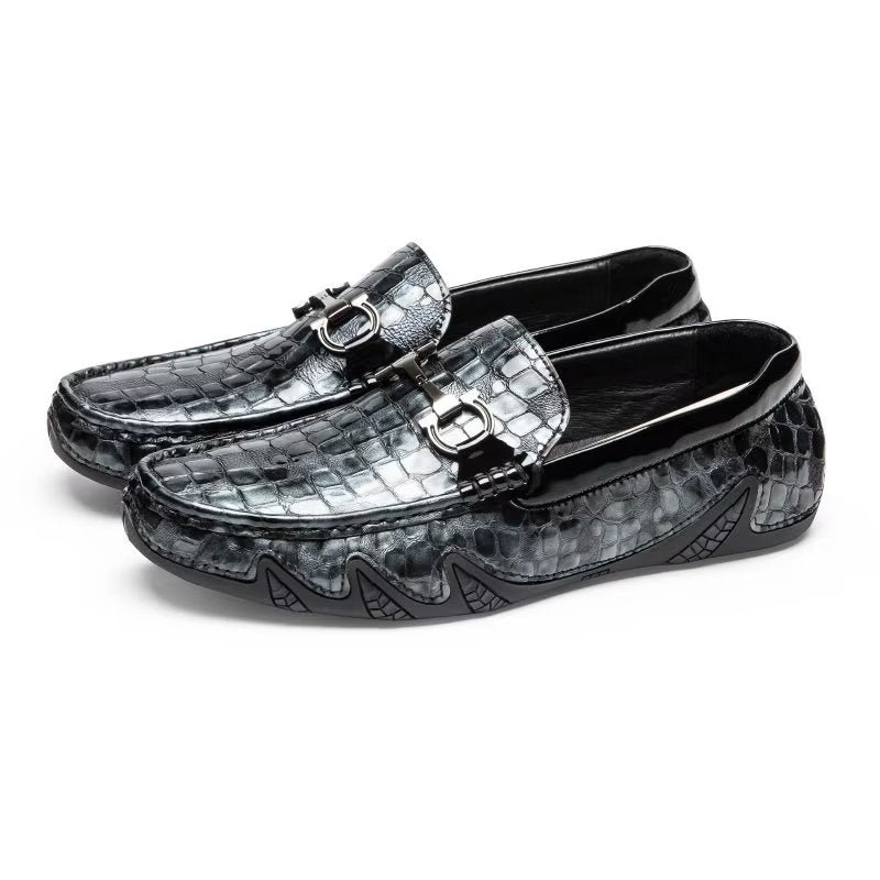 Pánske Mokasíny Exotic Metal Toe Slip On - Čierna