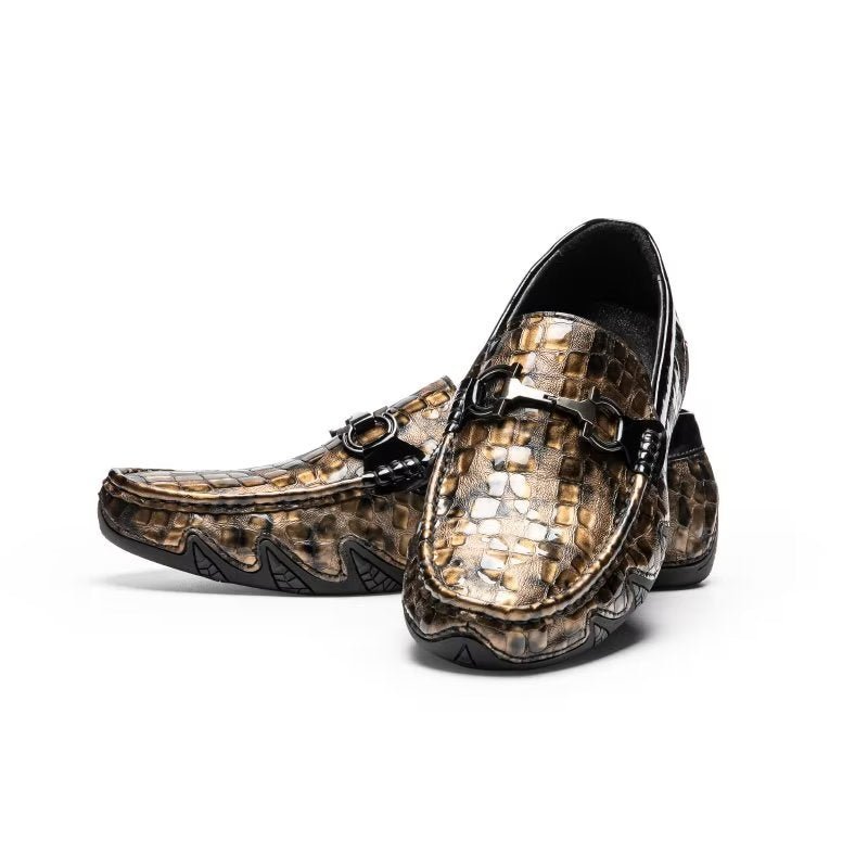 Pánske Mokasíny Exotic Metal Toe Slip On - Zlatá