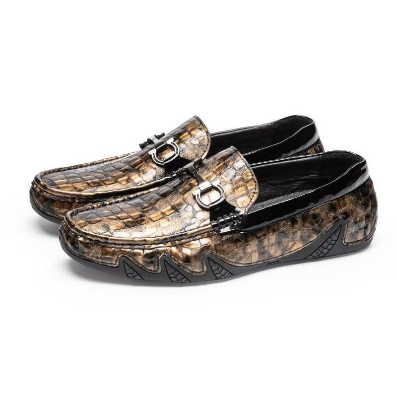 Pánske Mokasíny Exotic Metal Toe Slip On - Zlatá