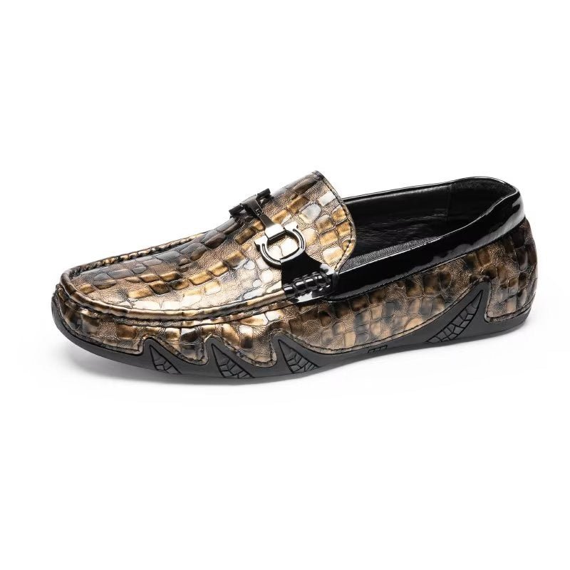 Pánske Mokasíny Exotic Metal Toe Slip On - Zlatá