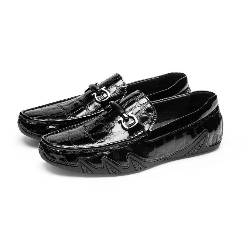 Pánske Mokasíny Exotic Metal Toe Slip On - Čierna