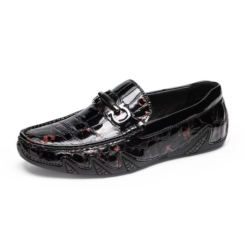 Pánske Mokasíny Exotic Metal Toe Slip On - Červená