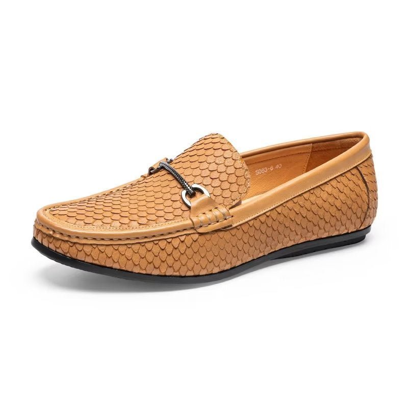 Pánske Mokasíny Exotic Metal Toe Slip On - Hnedá