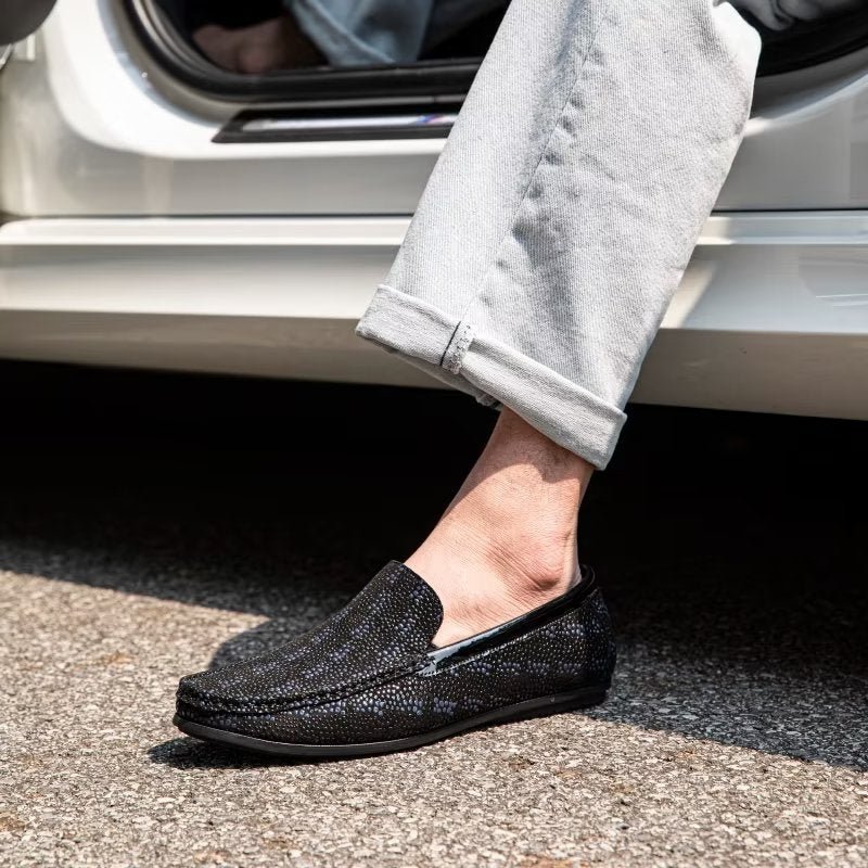 Pánske Mokasíny Exotic Metal Toe Slip On - Čierna 