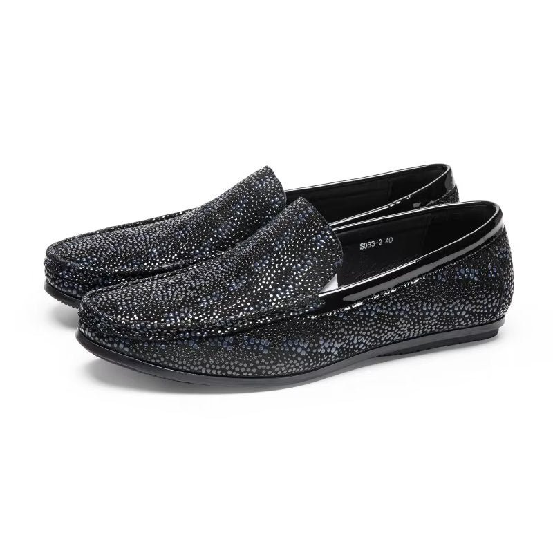 Pánske Mokasíny Exotic Metal Toe Slip On - Čierna 