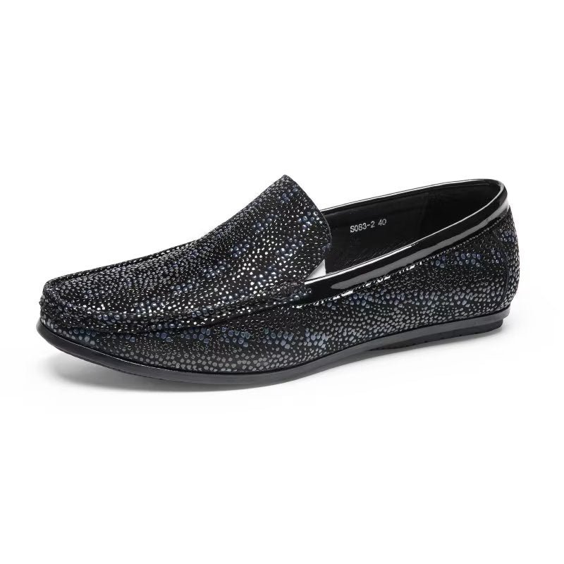 Pánske Mokasíny Exotic Metal Toe Slip On - Čierna 