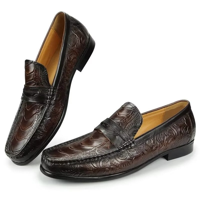 Pánske Mokasíny Exotic Metal Toe Slip On - Káva