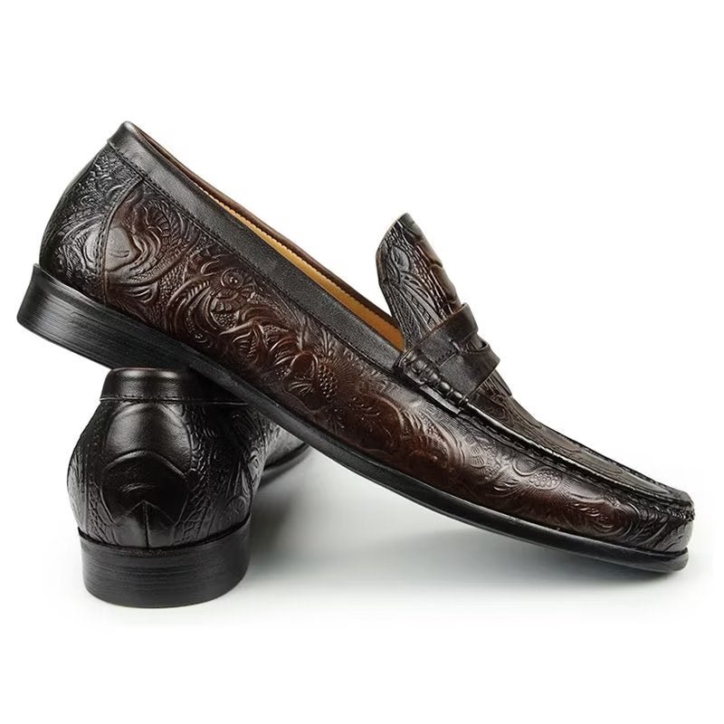 Pánske Mokasíny Exotic Metal Toe Slip On - Káva