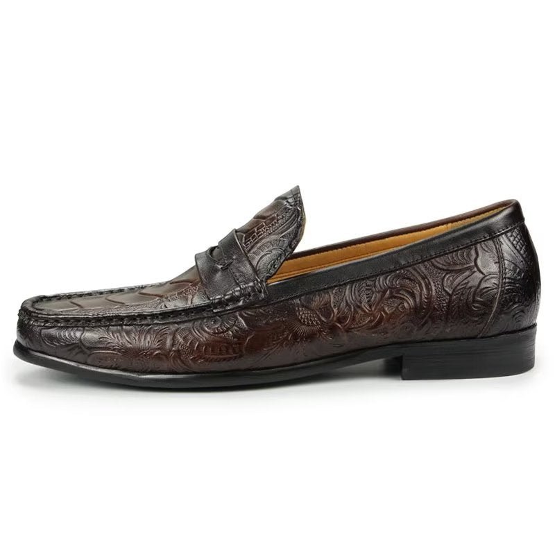 Pánske Mokasíny Exotic Metal Toe Slip On - Káva