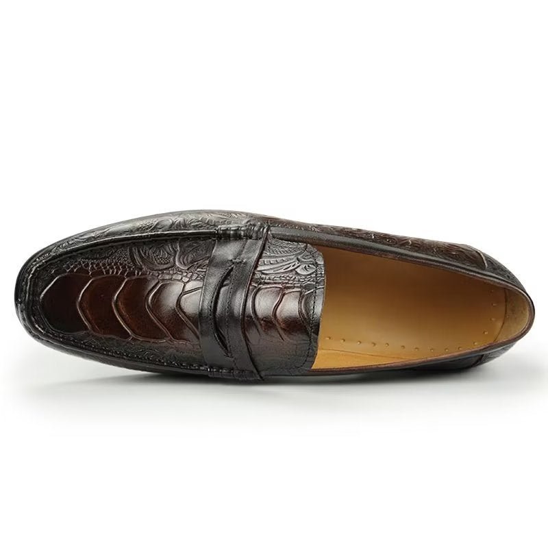 Pánske Mokasíny Exotic Metal Toe Slip On - Káva