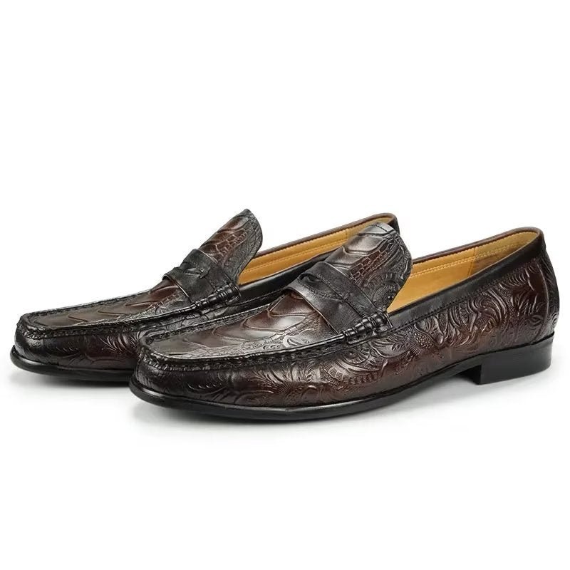 Pánske Mokasíny Exotic Metal Toe Slip On - Káva