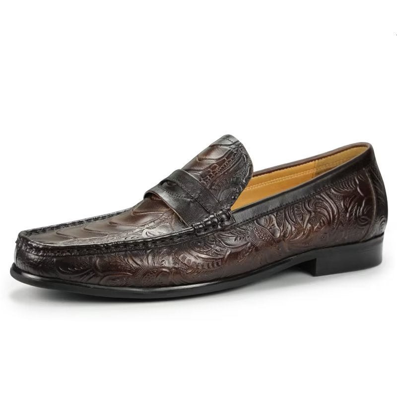 Pánske Mokasíny Exotic Metal Toe Slip On - Káva