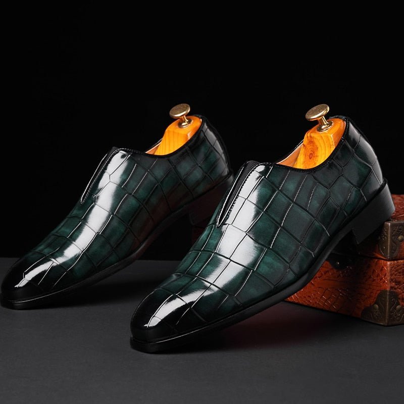 Pánske Mokasíny Exotic Pointed Toe Brogue - Zelená