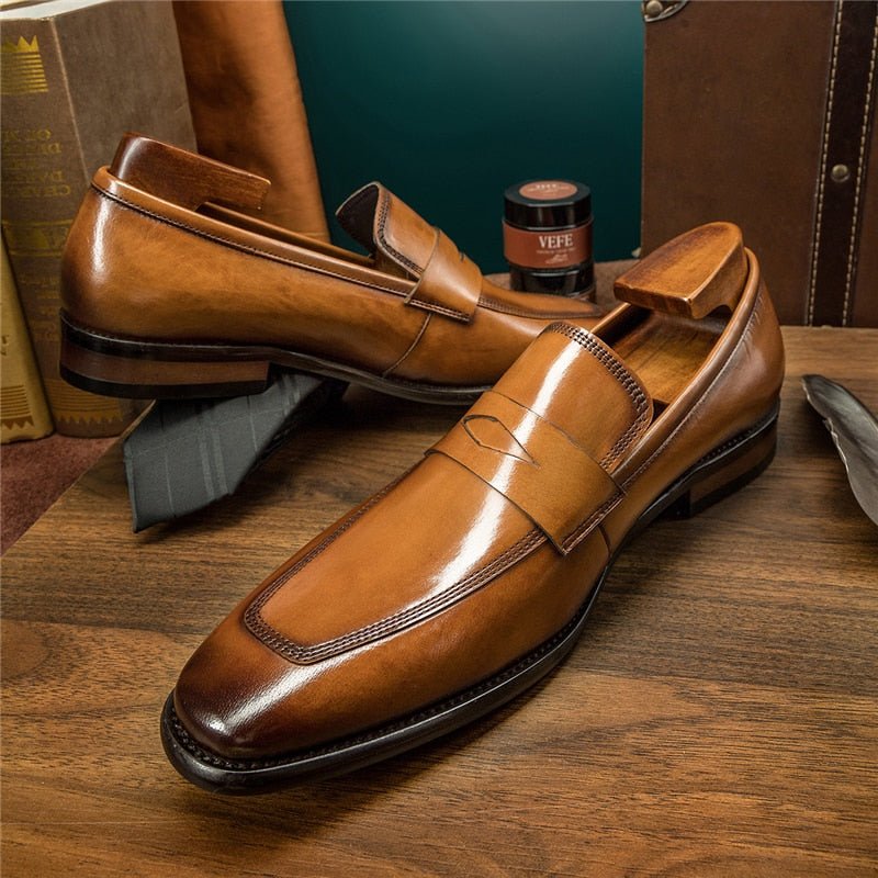 Pánske Mokasíny Exotic Pointed Toe Brogue - Hnedá