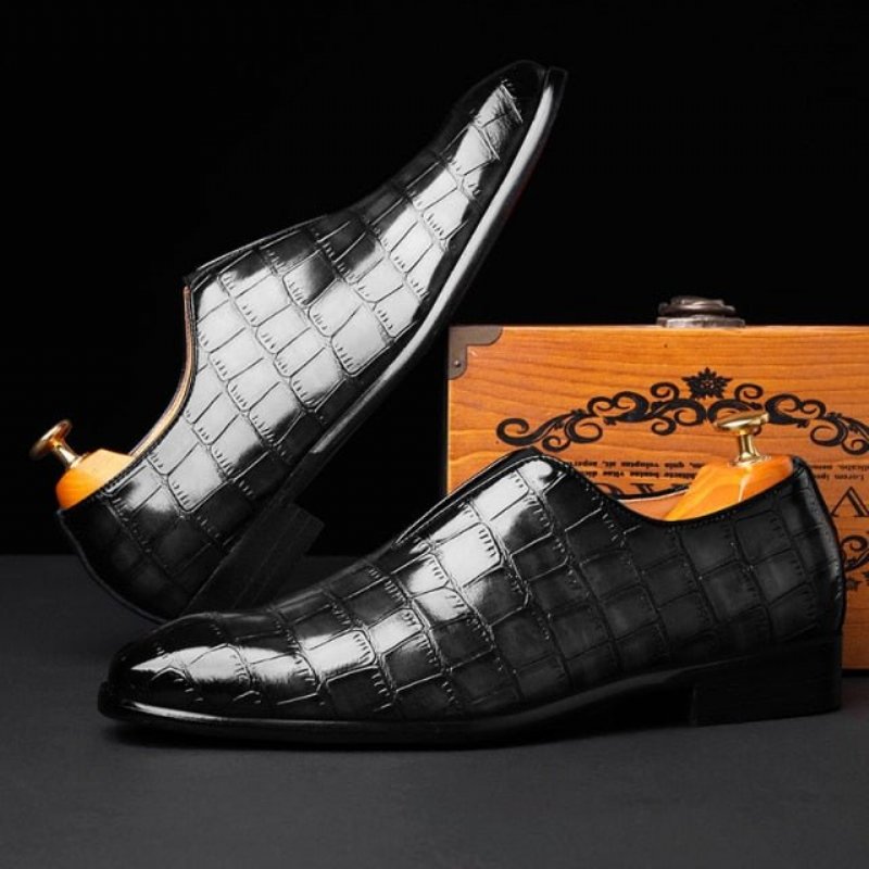 Pánske Mokasíny Exotic Pointed Toe Brogue - Čierna